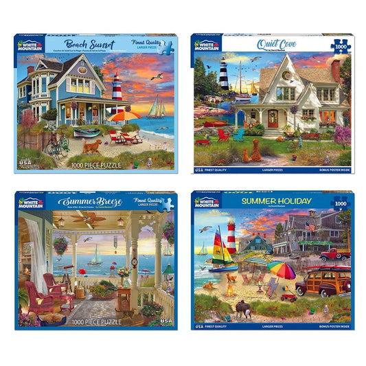 Set of 4: Artist David Maclean - Coastal Retreats Bundle 1000 piece